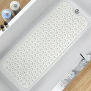 Bathtub and Shower Mats, Extra Long Non-Slip Bath Mat 39 x 16 Inch, Machine Washable Bath Tub Mat with Suction Cups \u0026 Drain Holes for Bathroom White